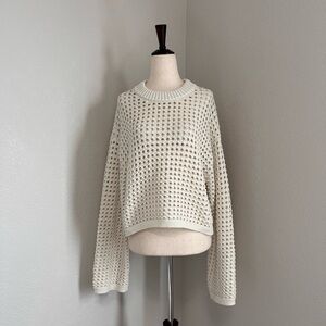 H&M Hole-Knit Sweater in Cream
